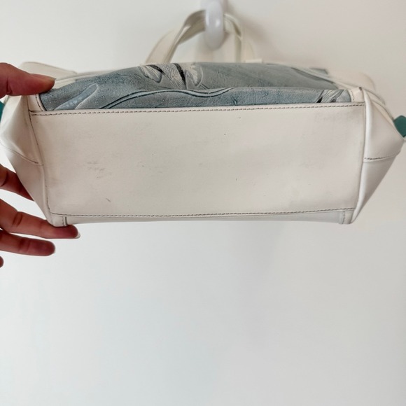 Claudia Firenze Leather Tote Bag Fish Print Turquoise Accent - Picture 6 of 10